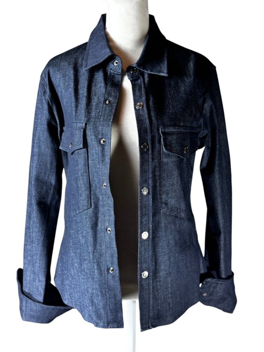 NWT Zara Dark Wash Denim The Olivia Shirt Size Medium